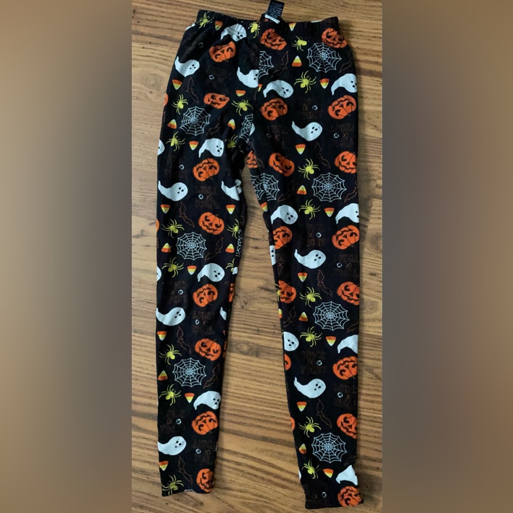 Girls Halloween Print Just One Size Large Soft Leggings Fits lLike Woman Small